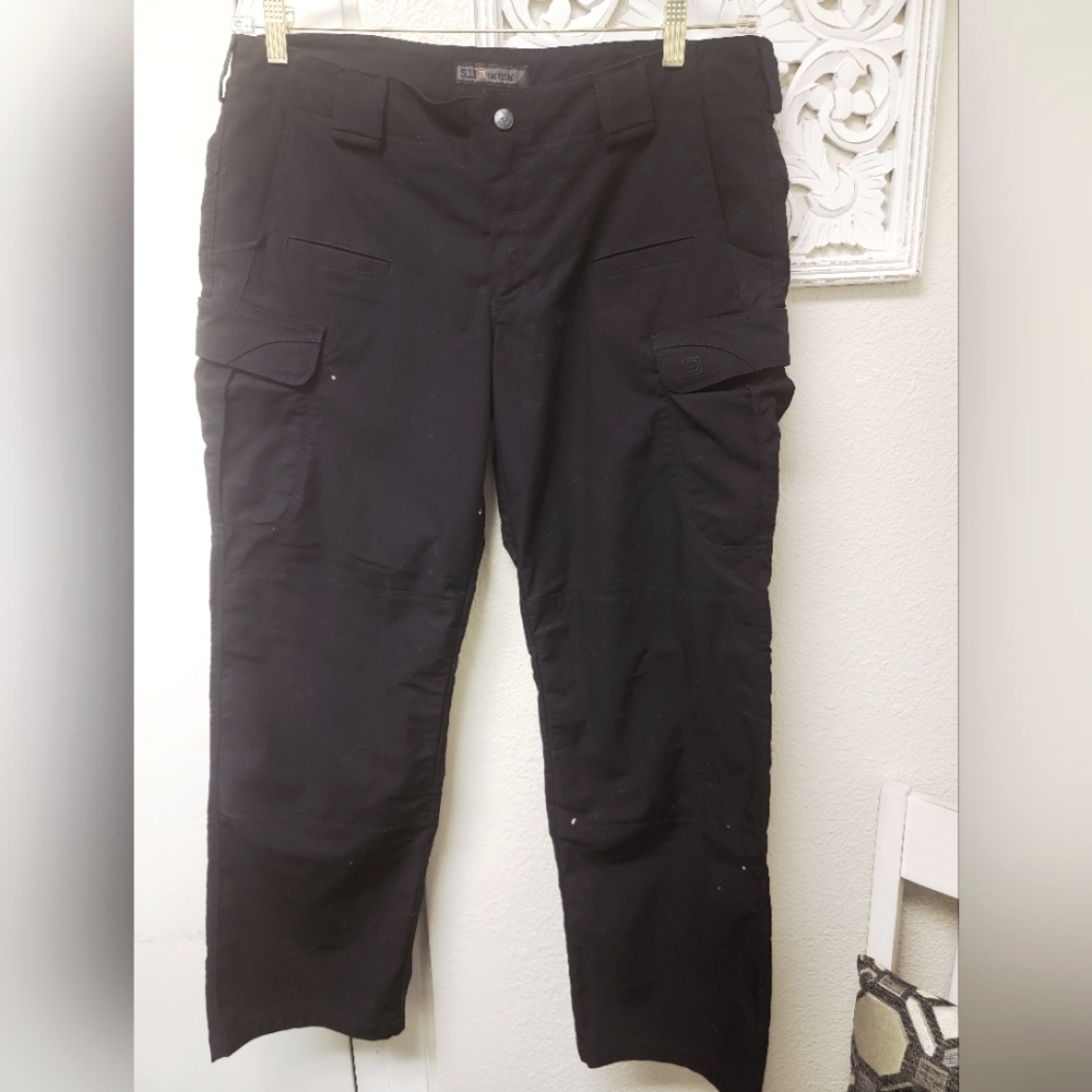 5.11 Tactical Black Cargo Pants Durable Cotton Blend